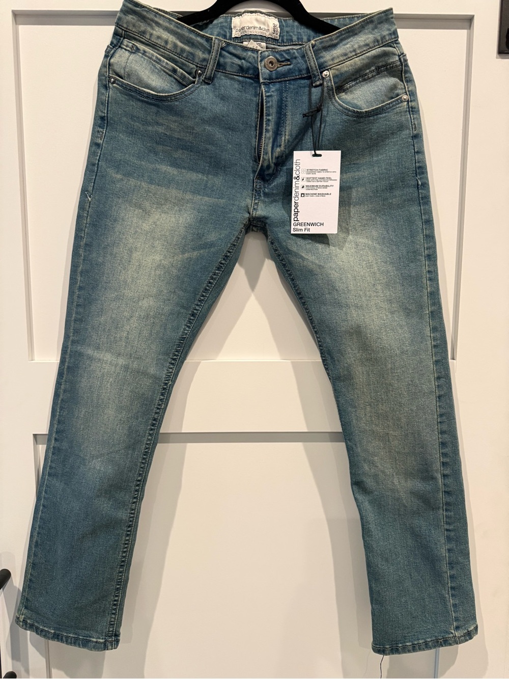 Paper Denim & Cloth Men's Slim Fit Faded Blue Jeans 30W x 30L